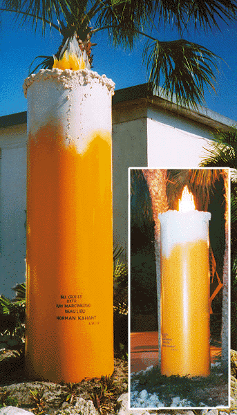 'Large Candle' with nightime inset photo at the Neighborhood Gallery Virtual Tour